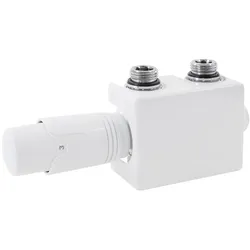 LuxeBath Ventil-Armaturen Set Multiblock Weiß Universal, Eck- & Durchgangsform, inkl. Thermostatkopf, Anschlussgarnitur für Badheizkörper
