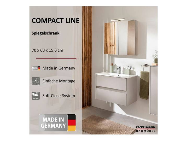 FACKELMANN Spiegelschrank Badezimmerschrank, Badspiegel, Wandspiegel