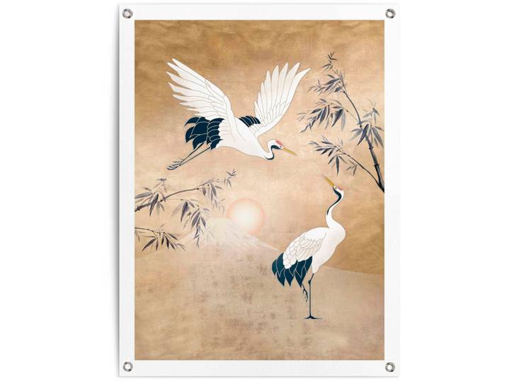Poster REINDERS Kraniche in Gold , gelb (farbe bild(er): gelb), B:60cm H:80cm T:0,1cm, Leinwand, Bilder, Poster