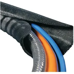 HellermannTyton, Kabelschutz + Kabelführung, Geflechtschlauch 19...25 mm schwarz mit weissen Fäden (Kabelschlauch, 100 cm)