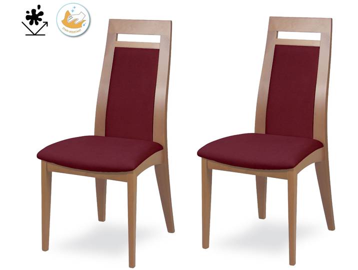 Esszimmerstuhl HOME AFFAIRE CLIO , rot (buche, bordeaux, buche natur, bordeaux), B:48cm H:101cm T:58cm, Massivholz, Stühle, Esszimmerstuhl, Stuhl mit wasserabweisender Stoff