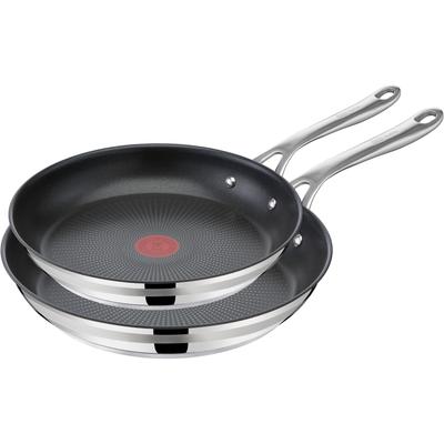 Pfannen-Set TEFAL "Jamie Oliver Cook Smart", schwarz (edelstahl, schwarz), Ø:28cm, Pfannen, Antihaftversiegelung, Induktion, Thermo-Signal, spülmaschinenfest