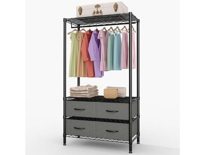 Portant vêtements lourd 71 5  – Étagères réglables + tiroirs rangement compact pour chambre appartement ou coin studio