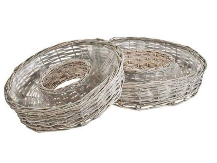 Blumentopf Weidenkorbring Magda, 2er Set , weiss (weiß), Ø:24cm, Pflanzgefässe, Blumentopf