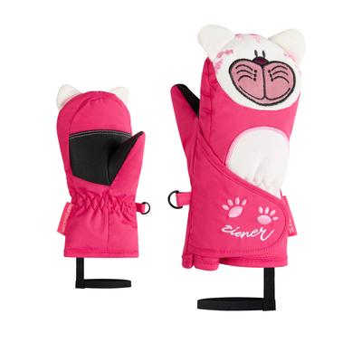 Fäustlinge ZIENER "LANIMALO-Z Kinder", Kinder, Gr. 4, rosa (pop pink), Kunstfaser, Handschuhe Fäustlinge, wasserabweisend, windabweisend, atmungsaktiv