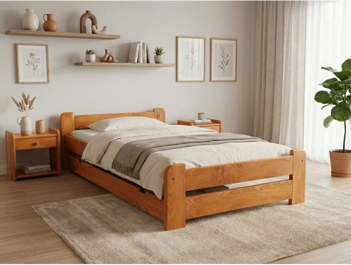 Bett Emily 90 x 200 cm, Erle Matratze: Ohne Matratze, Lattenrost: Ohne Lattenrost