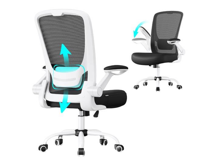 Chaise de bureau ergonomique pivotant avec dossier soutien 53 cm noir