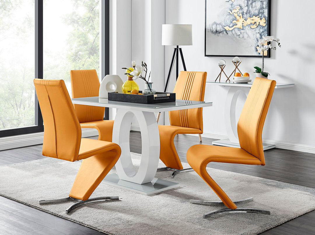 Canora Grey 4 - Person Dining Set Mustard/Grey/White 4