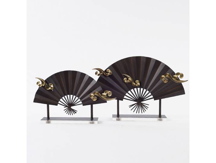 Nouveau ornement de ventilateur pliant en métal de style chinois, ameublement de maison, salon, meuble TV, décoration de ventilateur d'entrée, artisanat