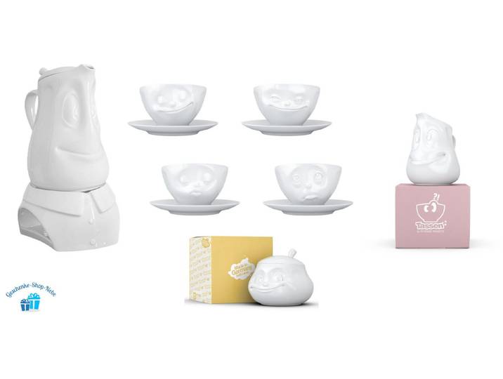 FIFTYEIGHT PRODUCTS Kaffeeservice FIFTYEIGHT 8-teiliges Kaffee-Set mit Kanne, Stövchen, Tassen... (8-tlg), 4 Personen, porzellan, Hartporzellan in bruchsicherer Hotelqualität, Made in Germany