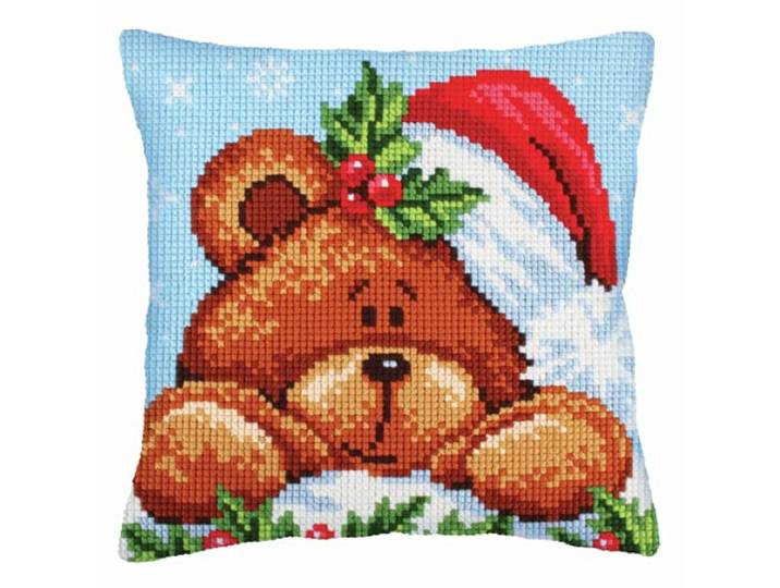 COLLECTION D'ART Cross Stitch Cushion: Kerstmis met een teddybeer CD5240