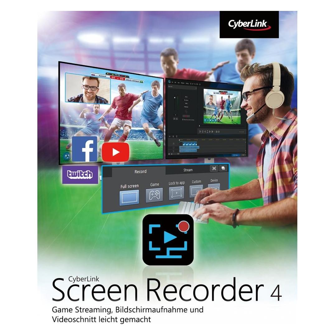CyberLink Screen Recorder 4 (1 User, 1 Geräte/User, unbegrenzt) (SRC-0400-IWX0-00)