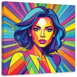 BILD auf Leinwand, Pop Art Stil farbenfrohe moderne Frau