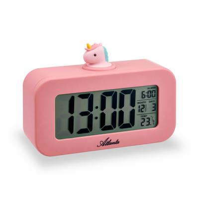 Kinderwecker ATLANTA, pink, Wecker, Kinder, Quarzwecker, digital, Sound, Beleuchtung,Weckwiederholung,Geschenkidee