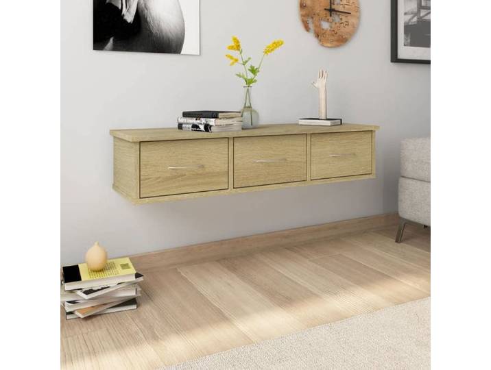 Étagère murale avec tiroirs Chêne sonoma bois d'ingénierie 800597