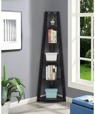 Convenience Concepts Newport 5 Tier Corner Bookshelf