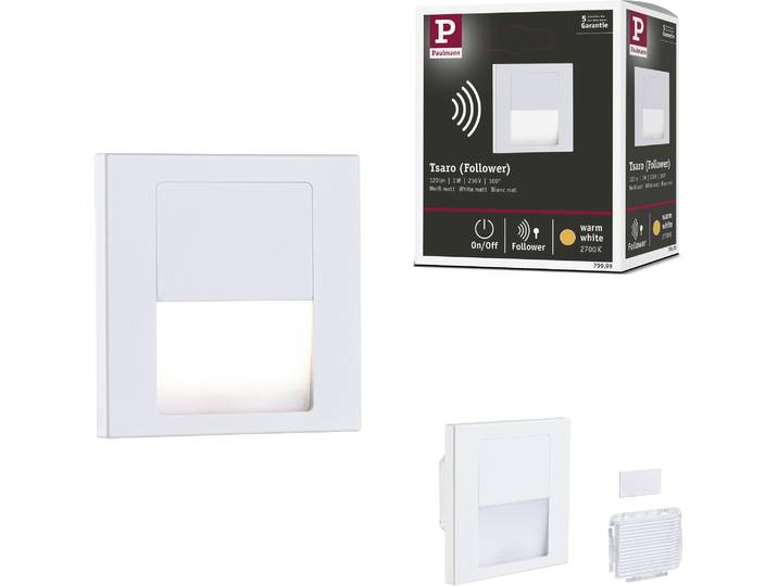 PAULMANN LED Einbauleuchte LED Wandeinbauleuchte Tsaro eckig 80x36mm , weiß, 1, H: 8cm, 1 Stk., Leuchten, LED Einbauleuchte