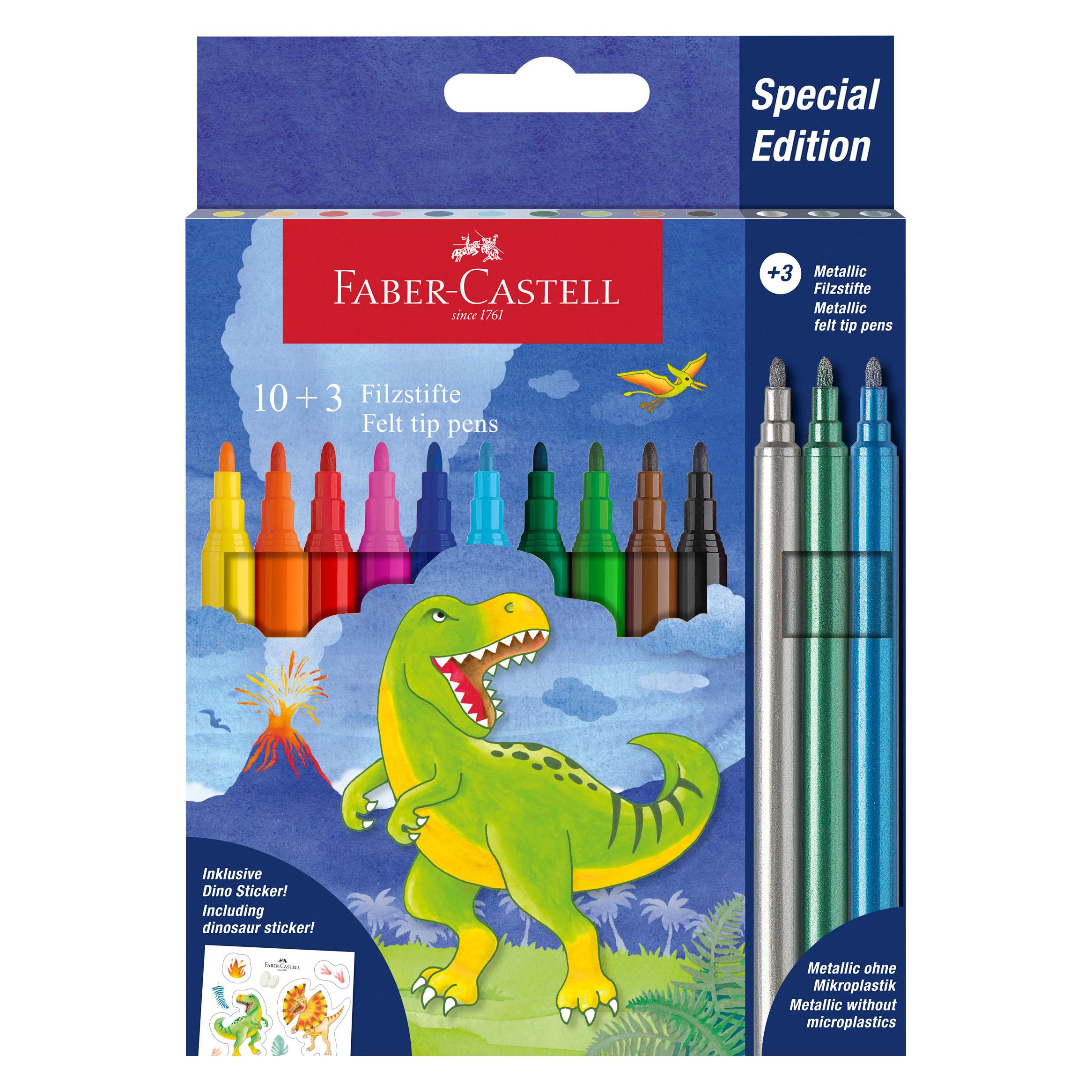 Faber-Castell Faserschreiberetui 10+3ST Dino sortiert (13x) (554214)