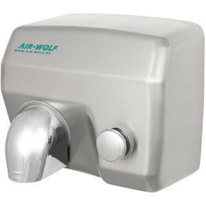 Air-Wolf Händetrockner Serie E, 10-330, Warmluft, silber, mit Druckknopf, halbautomatisch, 2250 Watt, aus Metall
