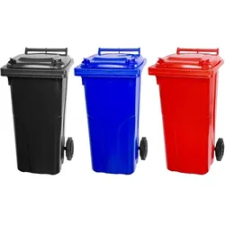 Mega Deal 3x PROREGAL 2-Rad-Mülltonne, 120 Liter Grau & Blau & Rot, Mülltonne, Müllgroßbehälter, Mülleimer, Abfalltonne, Müllbehälter