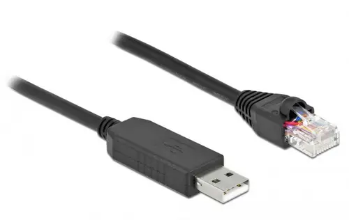 Delock USB-A zu RJ45 Adapterkabel USB 2.0 USB-A Stecker, RJ45 2.00m Schwarz 64161