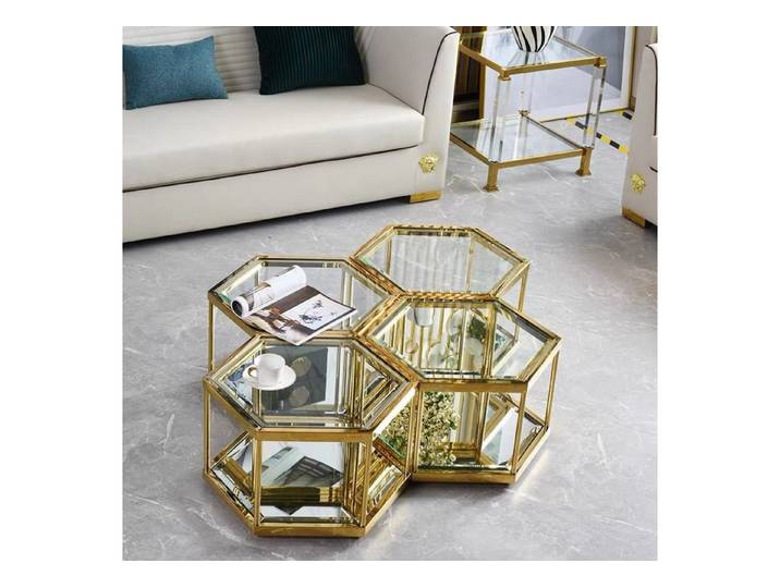 alesvelt Couchtisch Beistelltisch Couchtisch 4er Set Hexagon Form