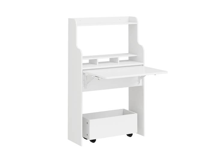 Sobuy Table Pliante Murale Avec Tiroir Blanc 61x25x100cm Moderne Fwt105-ii-w