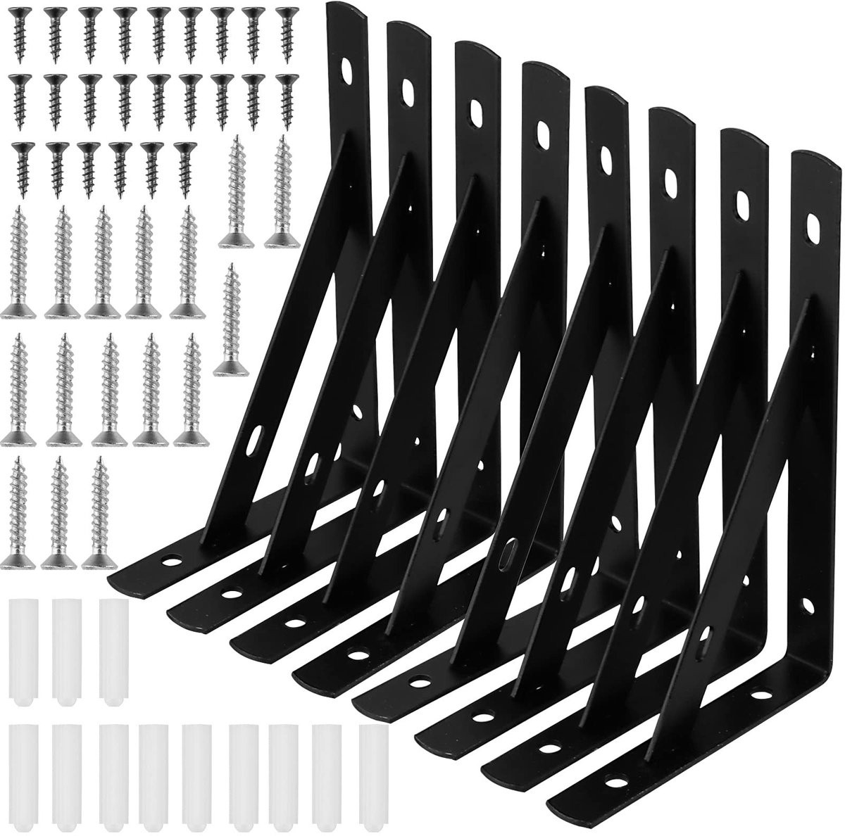 Dailygoods Plankdragers 150mm - Zwarte Driehoekige Wandplank Beugel - Inclusief Schroeven