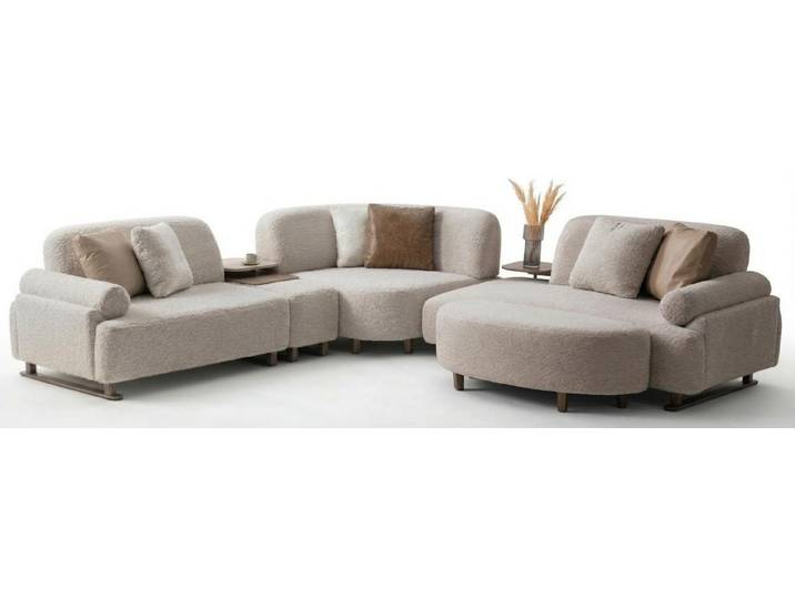 Xlmoebel Wohnlandschaft Modulares L-förmiges Ecksofa in Beige für individuelles Wohnen, 6 Teile, Made in Europa