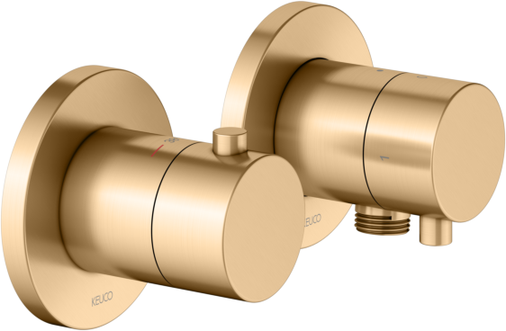 KEUCO Edition 400 Thermostatarmatur Set 51553251121 für 2 Verbraucher, mit Schlauchanschluss, Edelstahl-Finish