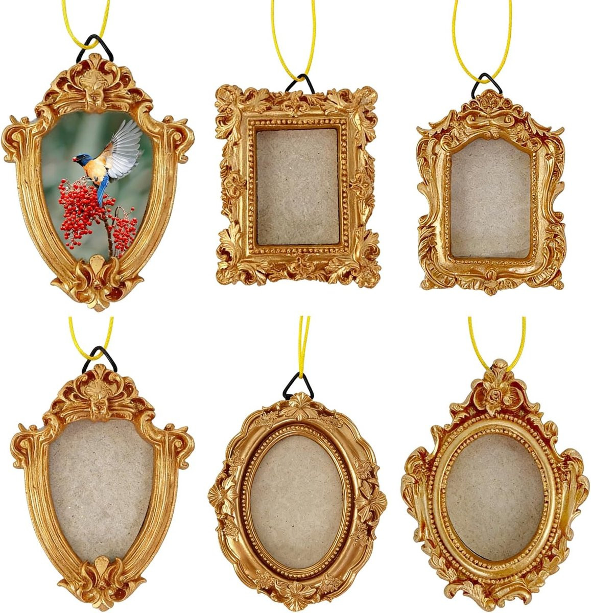 SnelShoppen Set van 5 Mini Resin Fotolijsten - Elegante Decoratieve Ornamenten voor Foto's en Postcards