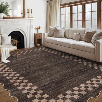 Garvee Scallop Check Washable Soft Area Rug