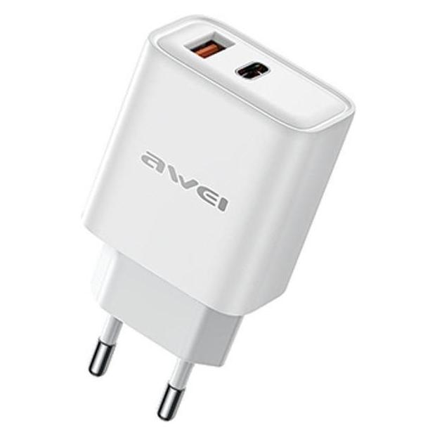 Awei ład. siec. PD81-EU 22.5W GaN biała/white (22.50 W, 2 Ports) (PD81-EU)