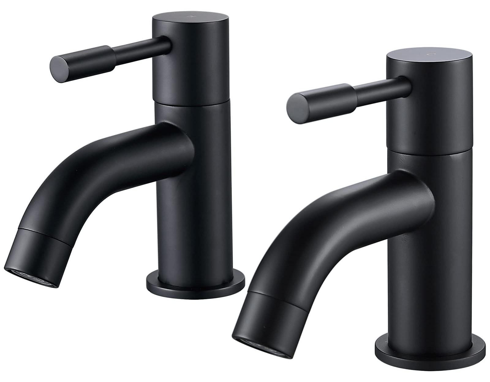 Dripio Set wastafelmengkranen, 2 stuks, zwart, met dubbele hendel, messing