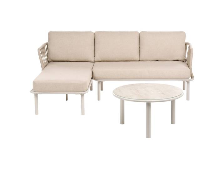 GARTEN Ecksofa mit Tisch 3-Sitzer Metall Beige rechtsseitig Orte