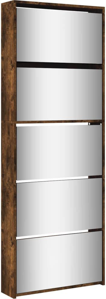 Symple Stuff vidaXL Shoe Cabinet 5-Layer Mirror Rack Organiser Smoked Oak 4