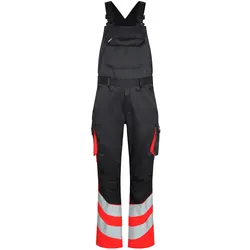 Warnschutz Latzhose "3547-319" Safety leicht UV-Schutz - 106 - schwarz/rot