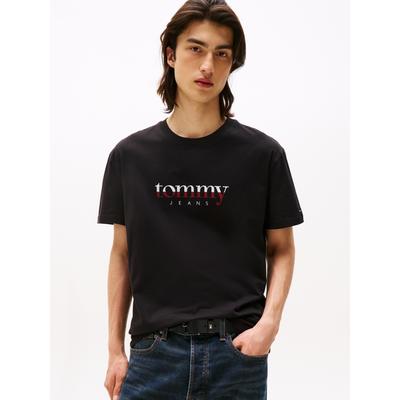 T-Shirt TOMMY JEANS "aus Jersey mit Logo", Herren, Gr. 4XL, schwarz, Single Jersey, Obermaterial: 100% Baumwolle, regular fit normal, Shirts T-Shirt