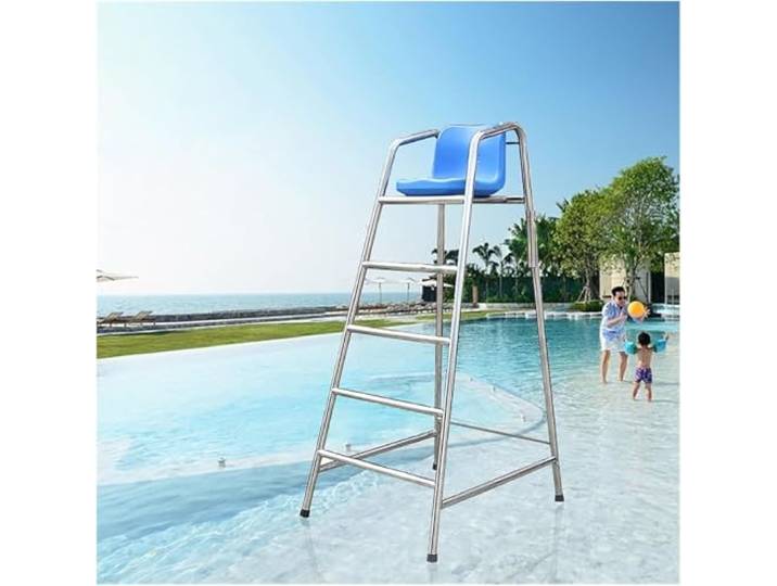 AVLLSO Stahl Poolleiter 6ft groß Pool Hochstuhl für Rettungsschwimmer, Rettungsschwimmer-Beobachtungsstuhl mit Haken und Sitz, Belastet 660lbs