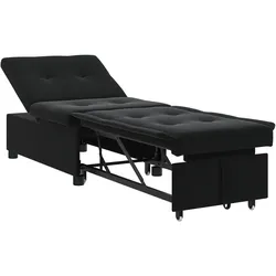 vidaXL Sofa Bett 3-in-1 Ausziehbarer Schwarzer Samt