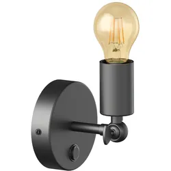 ledscom.de Vintage E27 Wand-Leuchte FETRO mit Schalter, schwarz, schwenkbar, inkl. E27 Lampe Vintage gold (extra-warmweiß, 471lm)