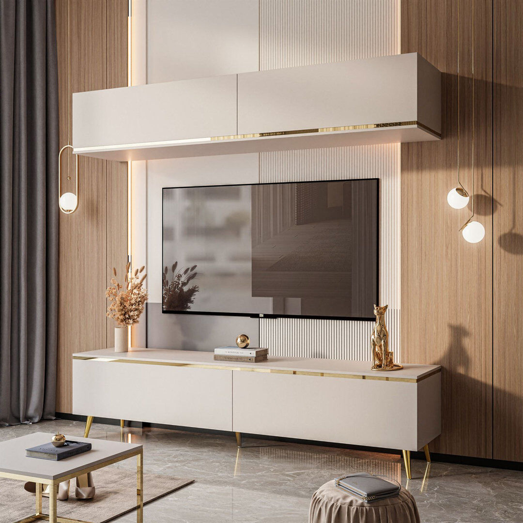 LukMebel AURORA II Wall Unit on Cashmere Legs cashmere 65"