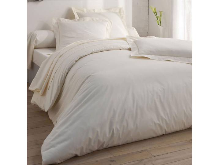 Housse de couette en coton blanc ivoire 260x240cm