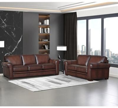 Hydeline USA Hydeline Brookfield Top Grain Leather Sofa Set, Sofa and Loveseat