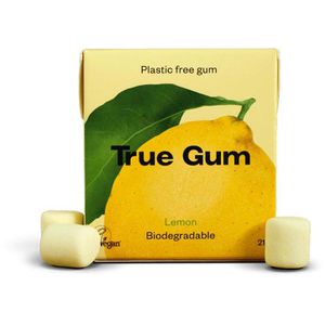 True-Gum Kaugummis Zitrone, zuckerfrei, Schachtel mit 16 Dragees