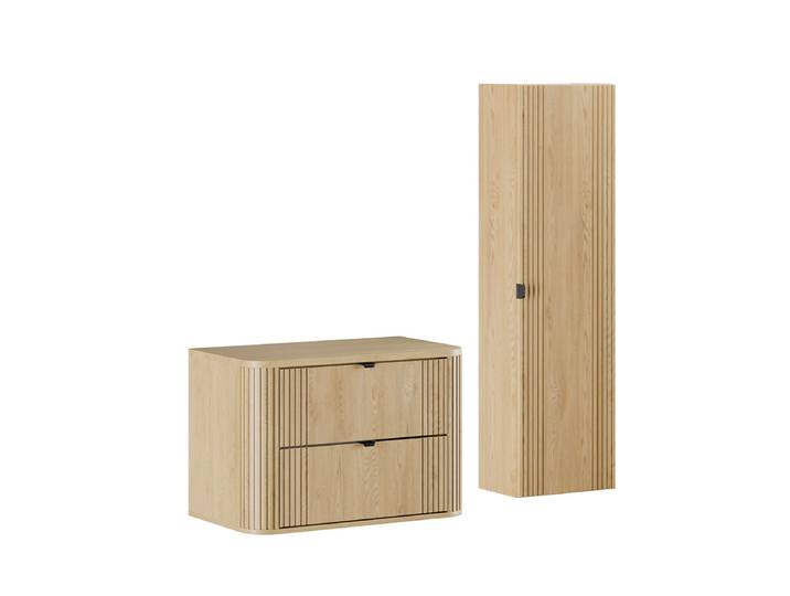 Ensemble meuble sous vasque 80cm et colonne Mila Bois