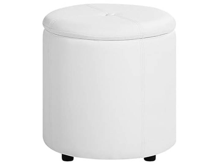 Eleganter Pouf aus Kunstleder in Weiß mit praktischem Stauraum Maryland