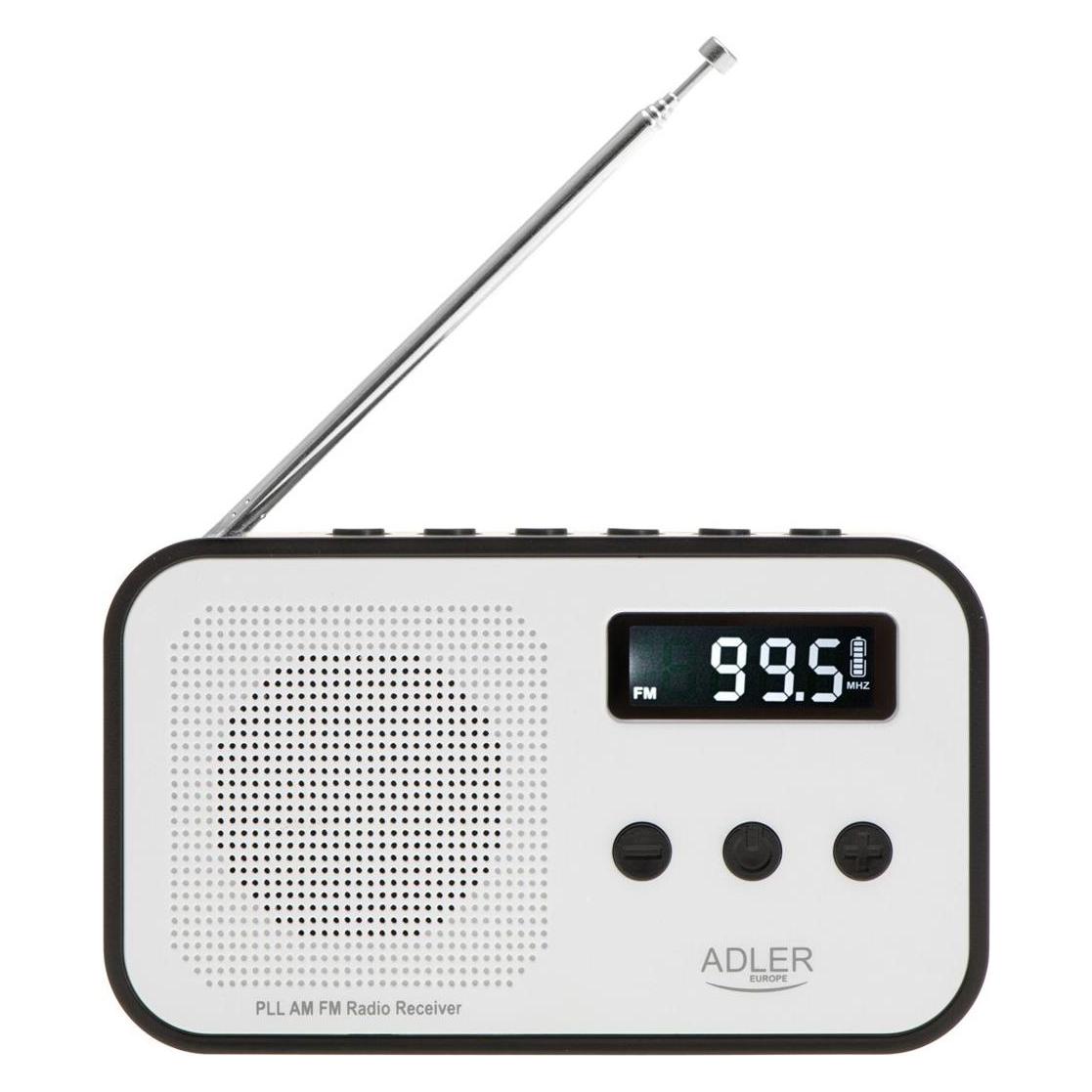 Adler Interactive solution | Digital radio PLL AM/FM | AD 1907 | Alarm function | White/Black (AM, FM) (AD 1907)