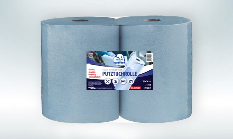 Walter Schmidt Chemie Putz-Papierrolle Putztuchrolle 33x36cm, 500blatt, 2-Lagig, Doppelpack 4379000000