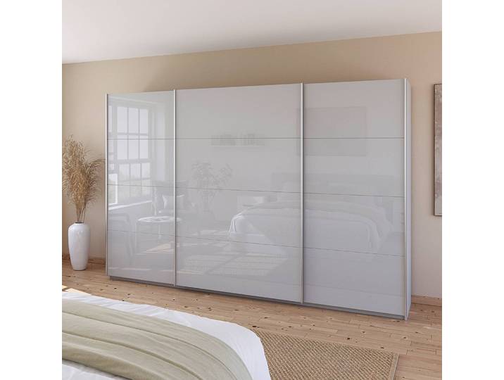Schwebetürenschrank - Glasfront 315cm Grau/Seidengrau